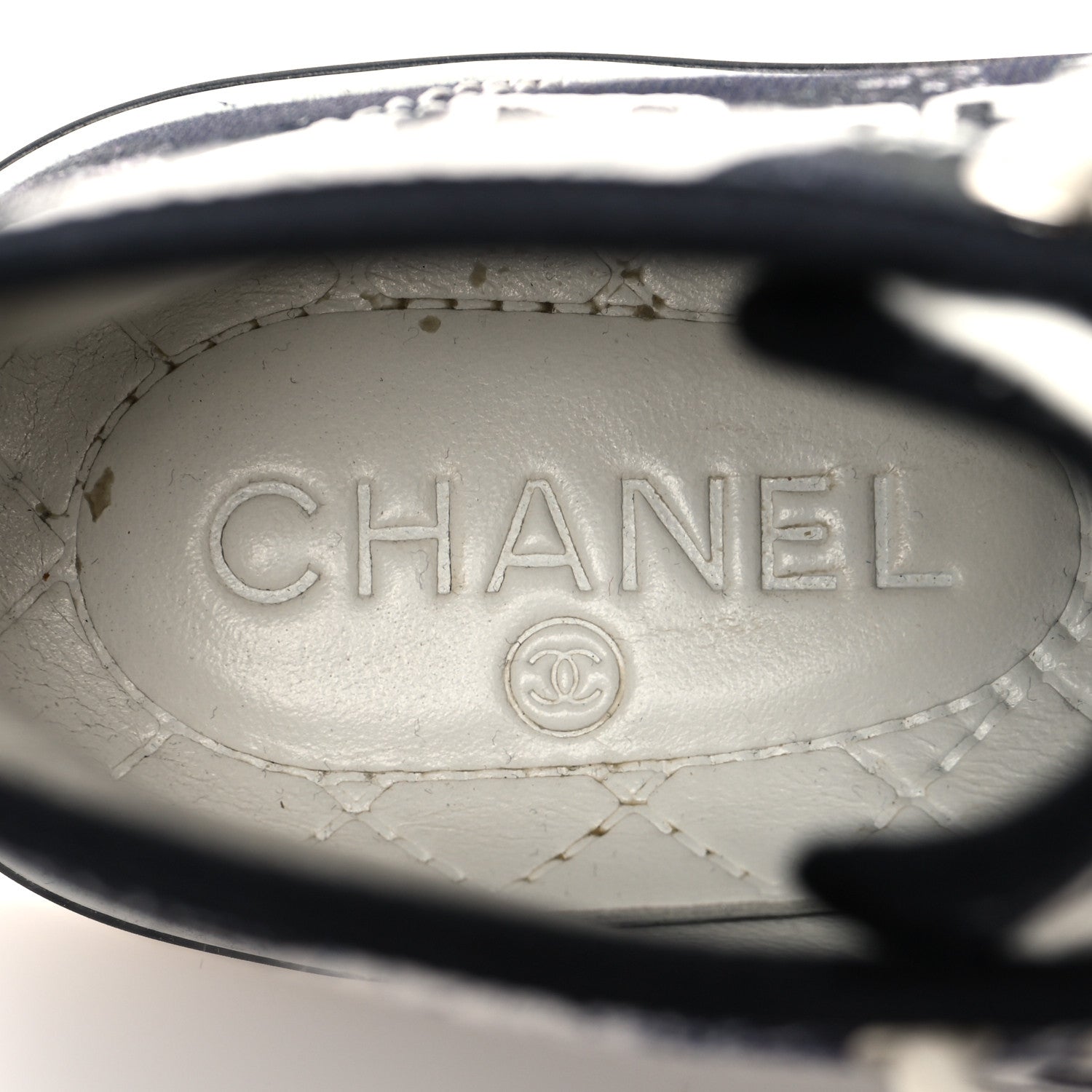 Chanel Printed Fabric High Top Logo Sneakers 37 White Black 7 of 10