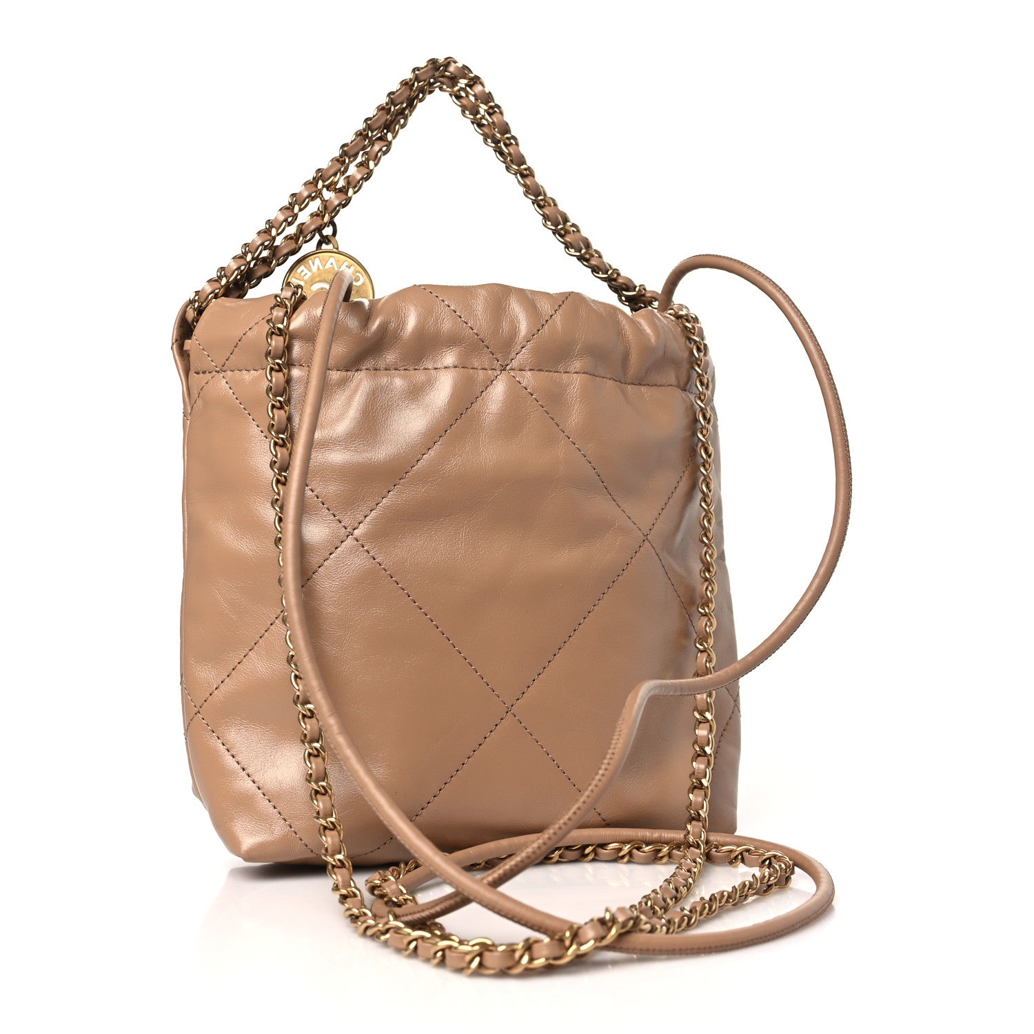 Chanel Shiny Calfskin Quilted Mini Chanel 22 Dark Beige 3 of 10