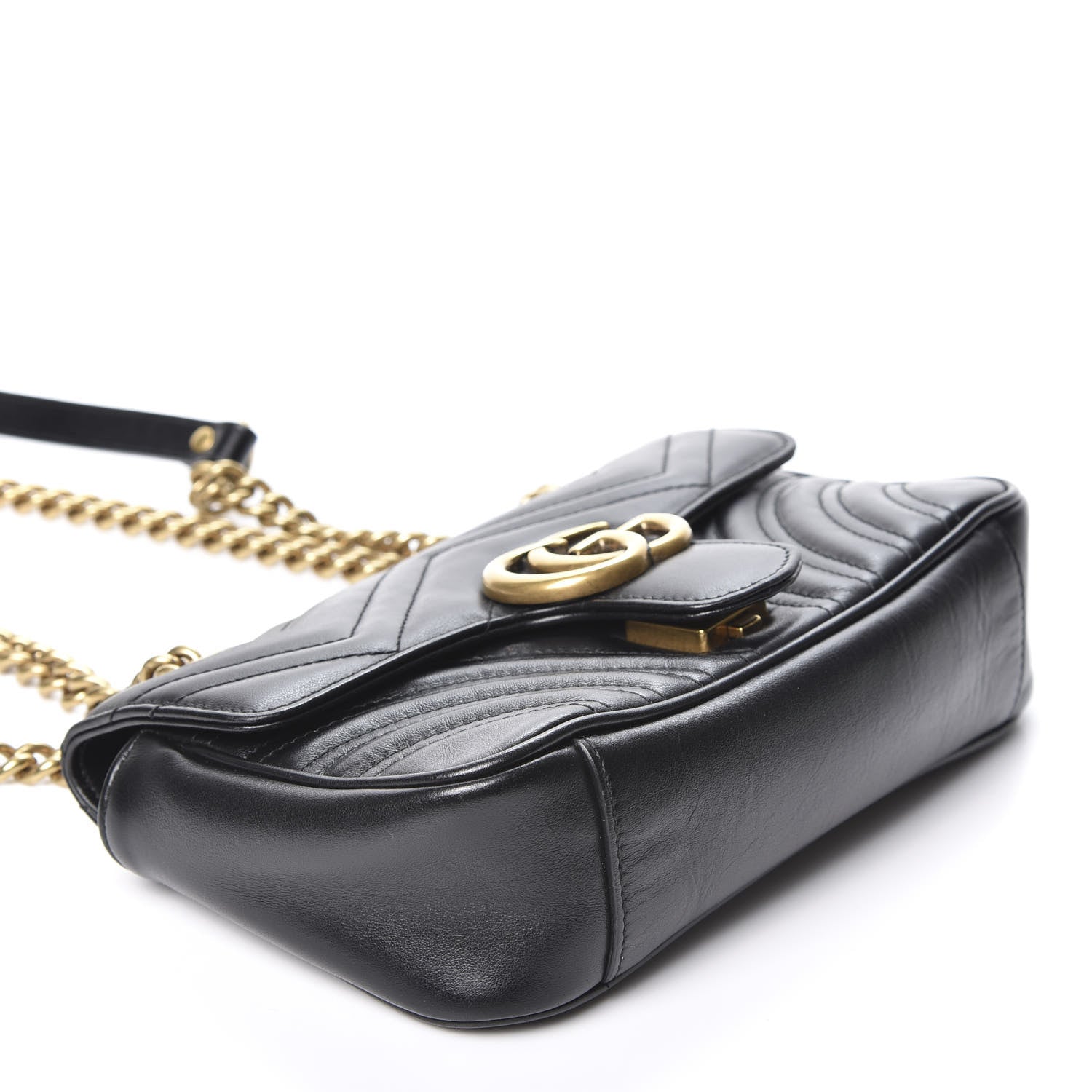 Gucci Calfskin Matelasse Mini GG Marmont Shoulder Bag Black 3 of 11