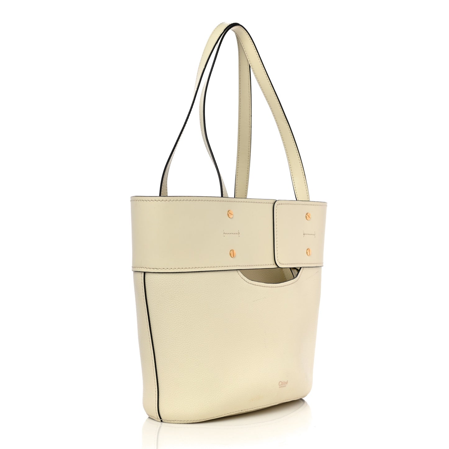 Smooth Grained Calfskin Small Aby Tote White