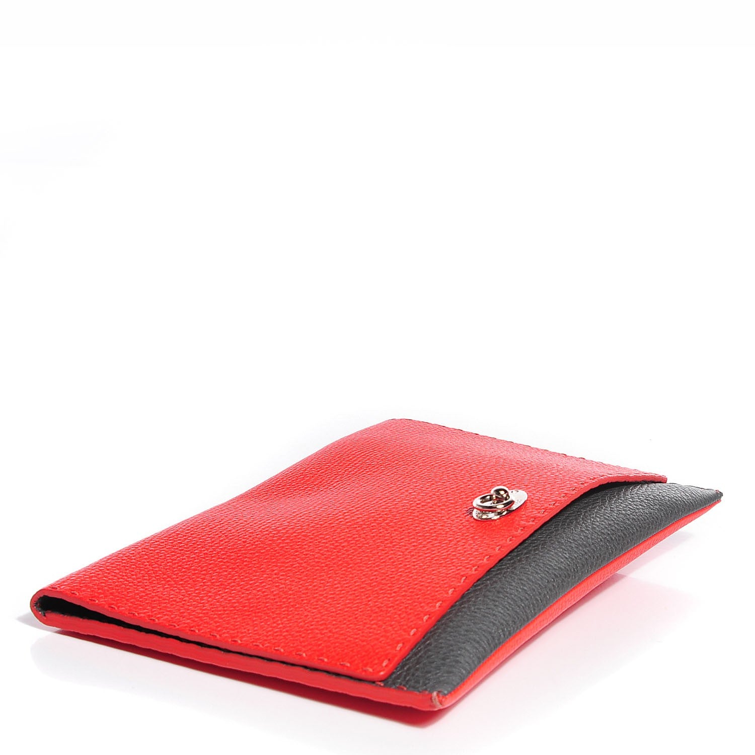 Fendi Calfskin Selleria Alda Colorblock Clutch Poppy 4 of 10