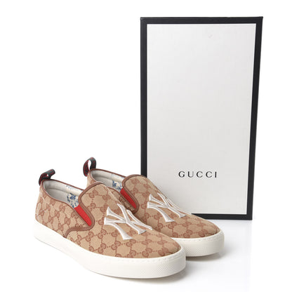 Gucci X MLB GG Monogram NY Yankees Embroidered Mens Slip On Sneakers 11 Beige Ruggine Rust 10 of 10