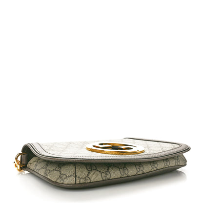 Gucci GG Supreme Monogram Textured Dollar Calfskin Blondie Chain Shoulder Flap Bag Beige Ebony New Acero 4 of 10