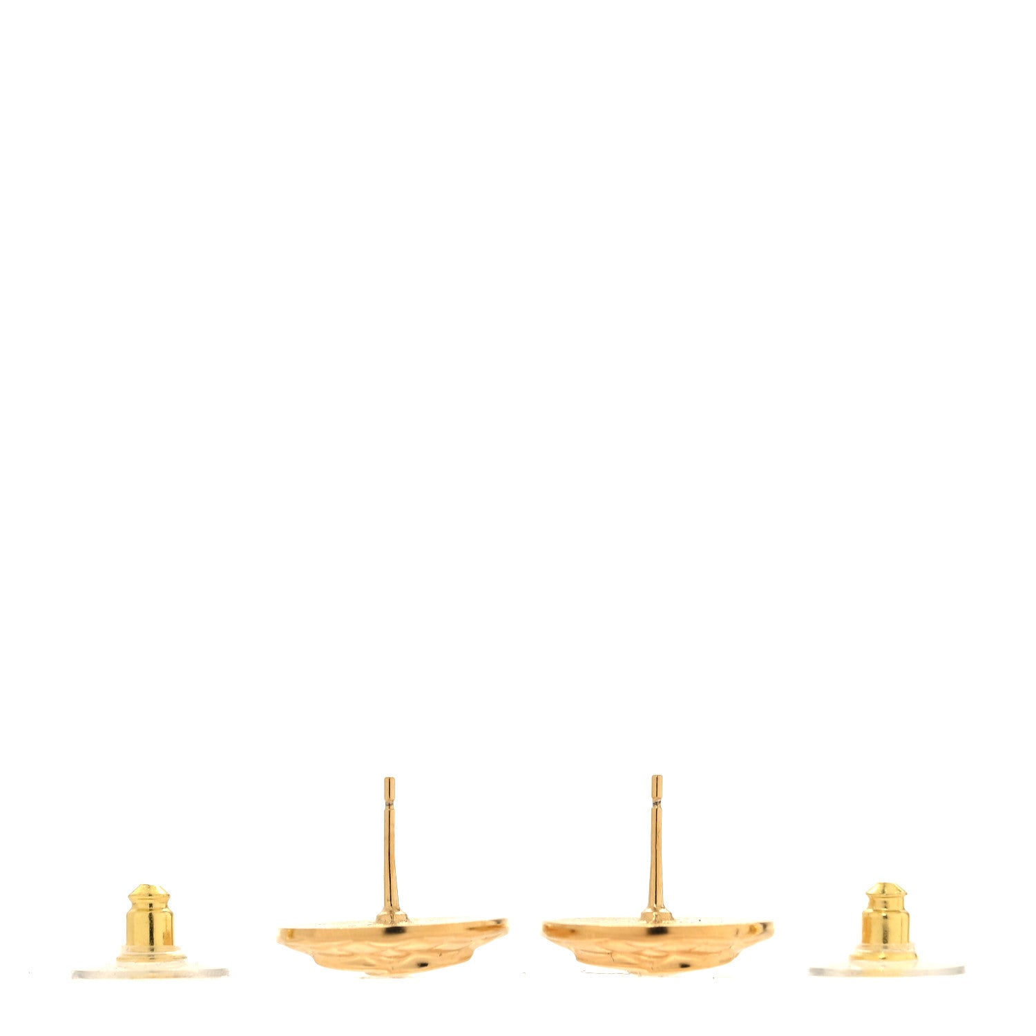 Chanel Metal Quilted CC Round Clip On Earrings Golden 3 of 5