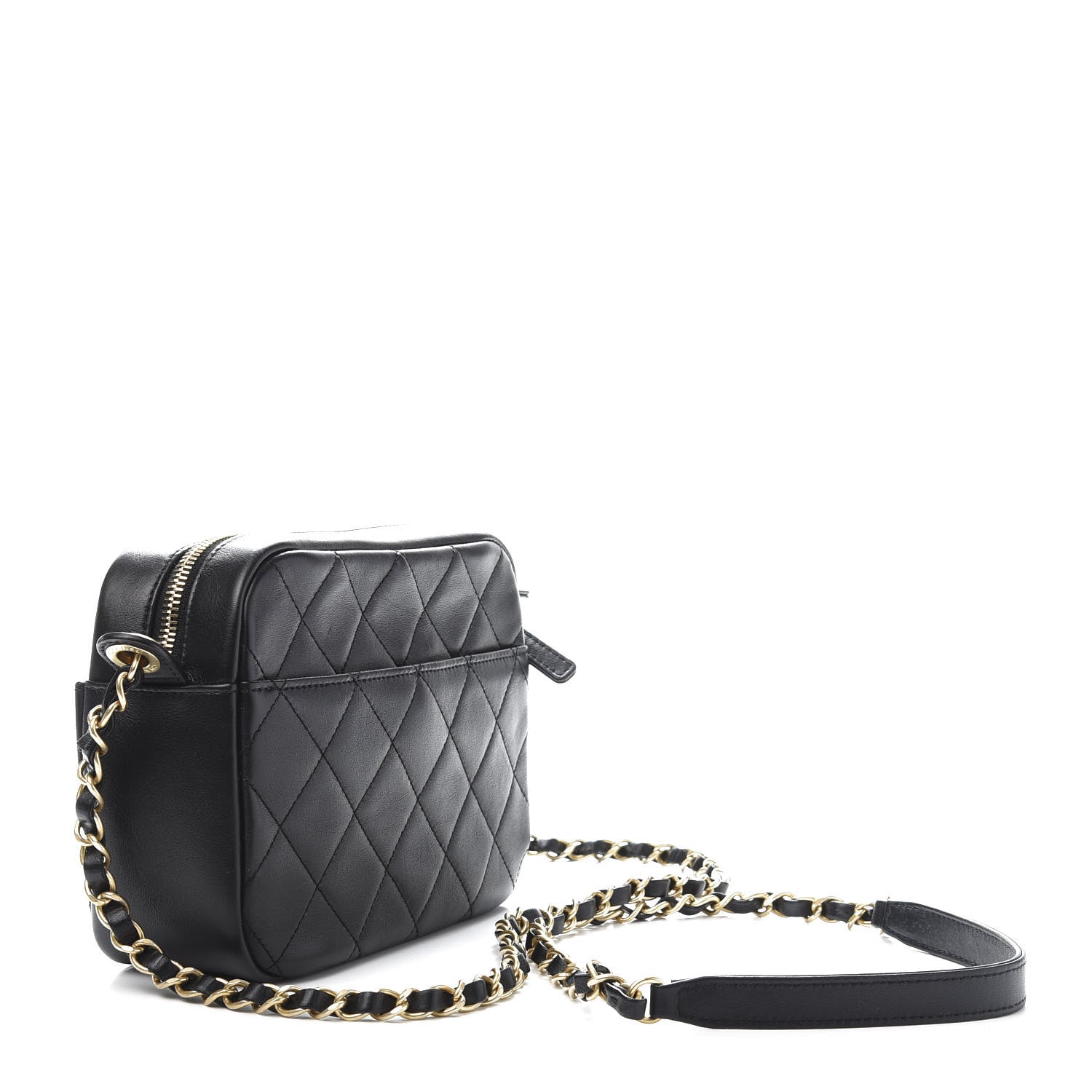 Chanel Calfskin Quilted Enchained Camera Case Bag Black 3 of 11
