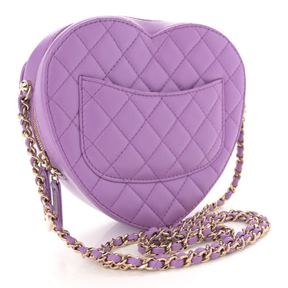 Chanel Lambskin Quilted CC In Love Heart Bag Purple 3 of 11