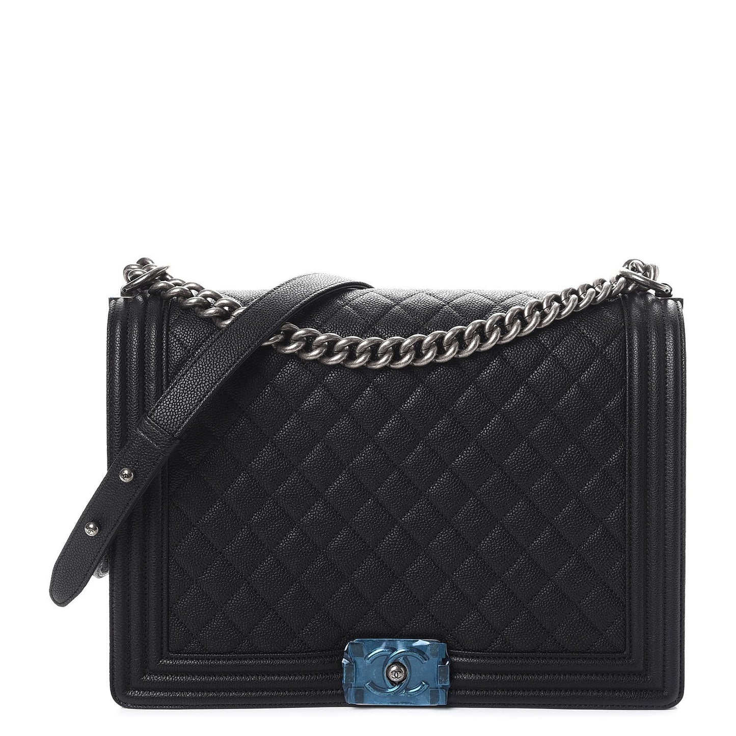 Caviar Quilted Large Boy Flap Black