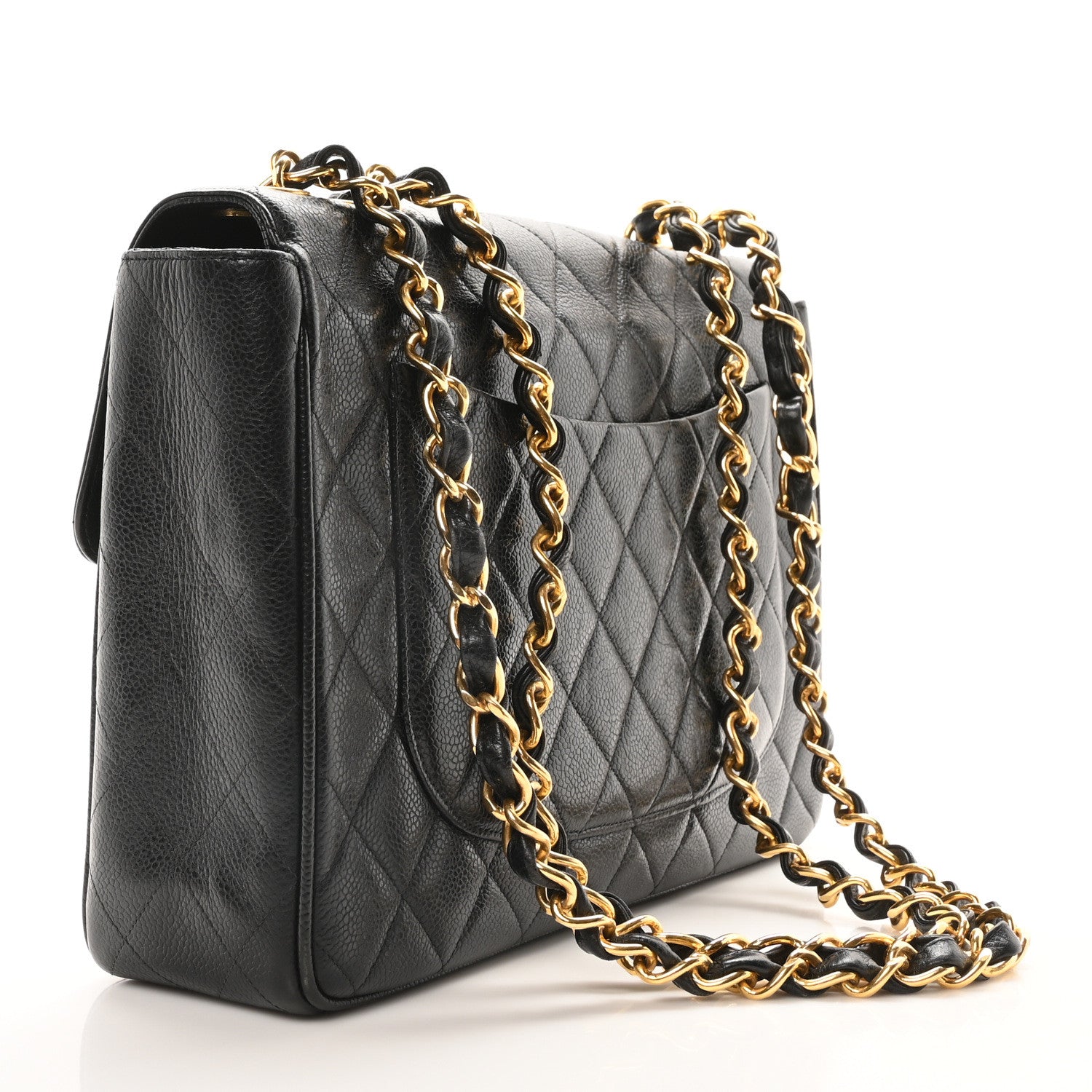Chanel Caviar Quilted XL Jumbo Single Flap Black 3 of 10
