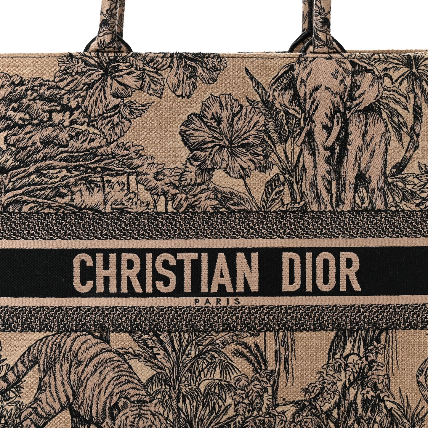 Canvas Embroidered Large Dioriviera Toile De Jouy Book Tote Black