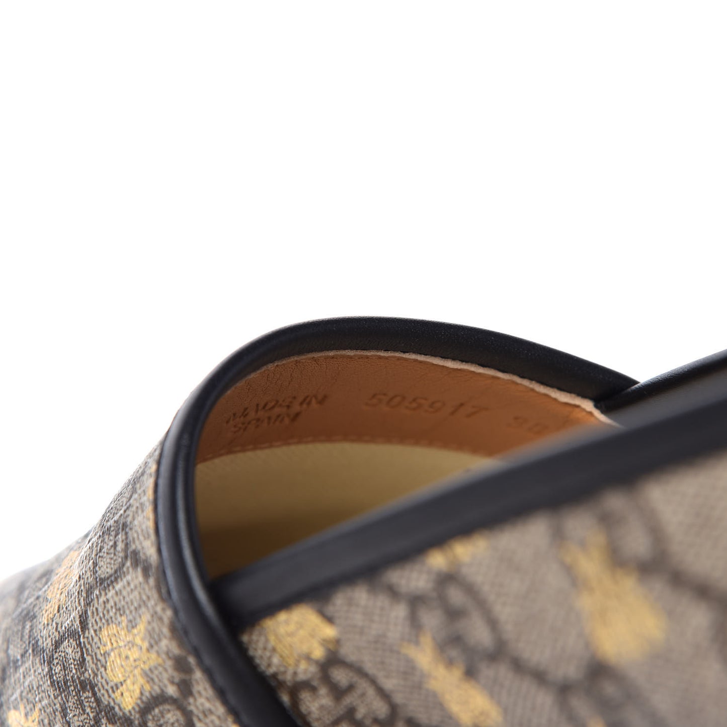 GG Supreme Monogram Bees Espadrille Flats 38 Beige Ebony Oro Black