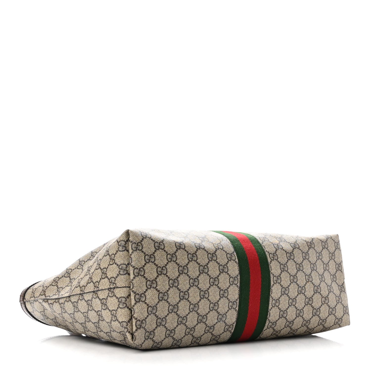 Gucci GG Supreme Monogram Textured Calfskin Web Medium Ophidia Shopping Tote Beige Ebony New Acero 4 of 12