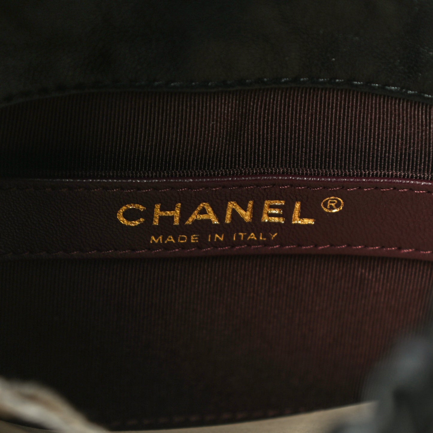 Lambskin Bucket Chain Drawstring Bag Black