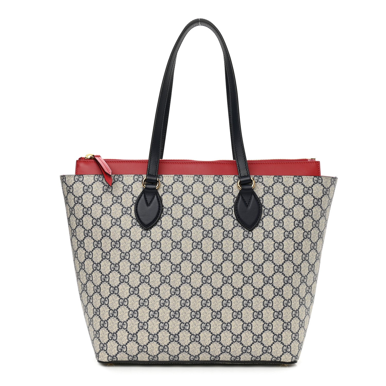 Gucci GG Supreme Monogram Medium Zippered Bucket Tote Beige Blue Hibiscus Red 1 of 11
