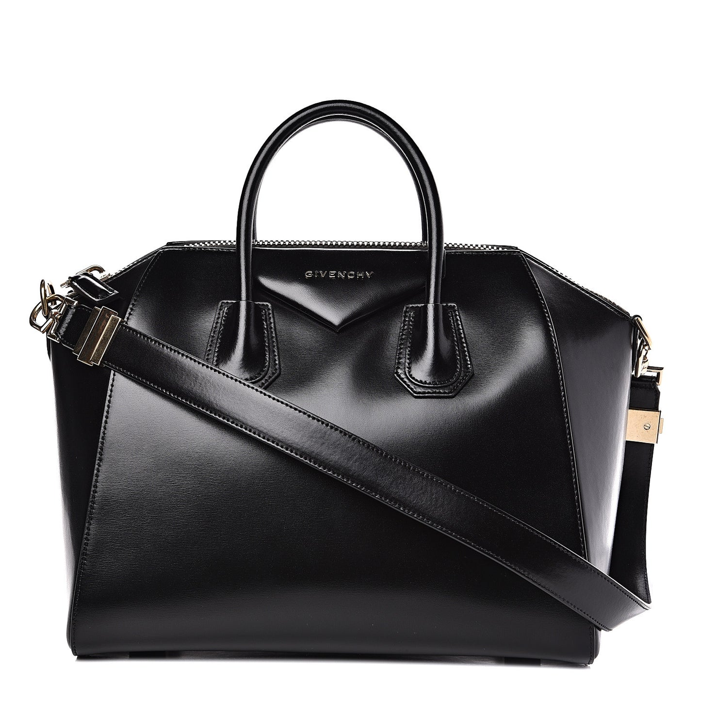Shiny Lord Calfskin Medium Antigona Black