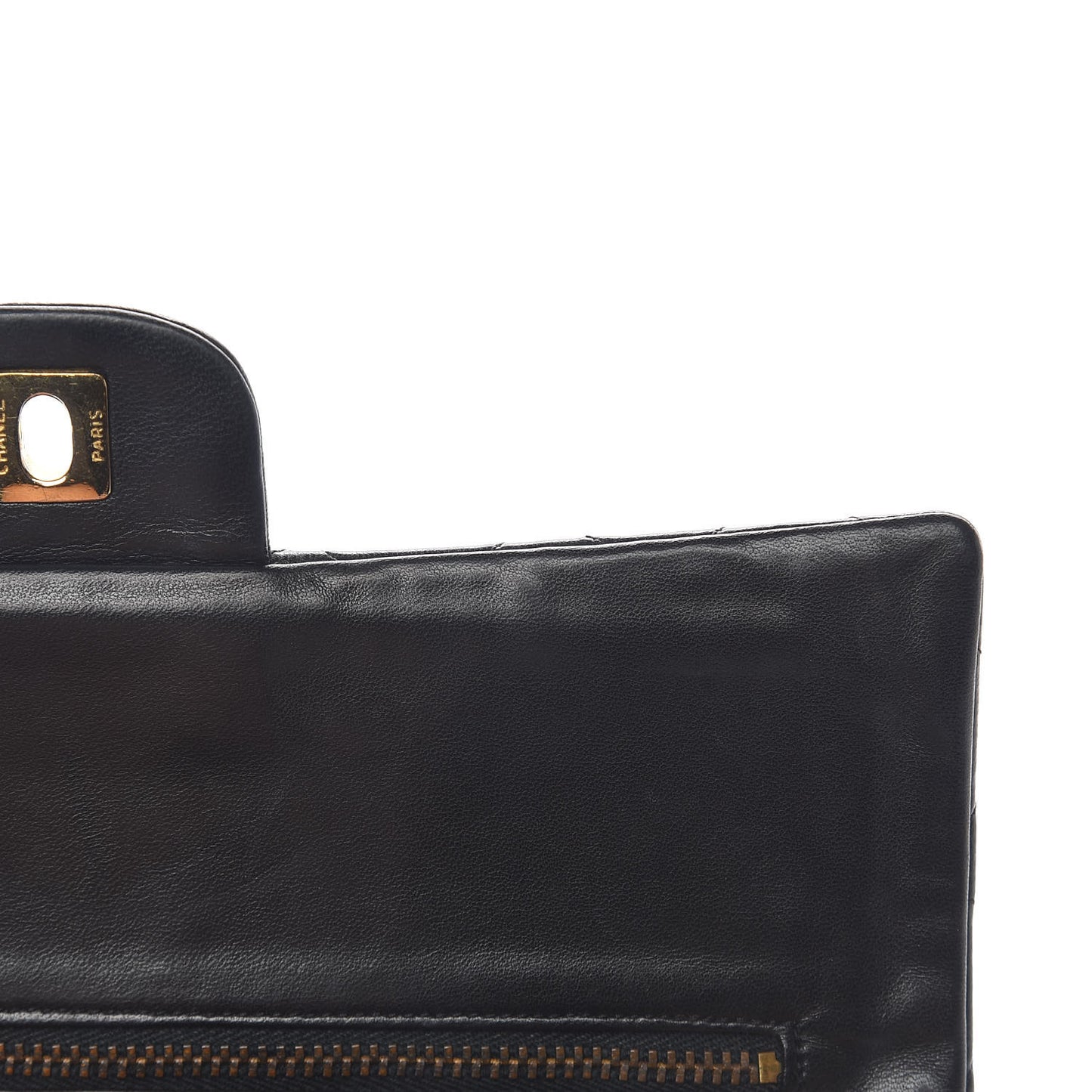 Lambskin Quilted Medium Double Flap Black