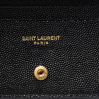 Saint Laurent Grain De Poudre Matelasse Chevron Monogram Card Case Black 5 of 6