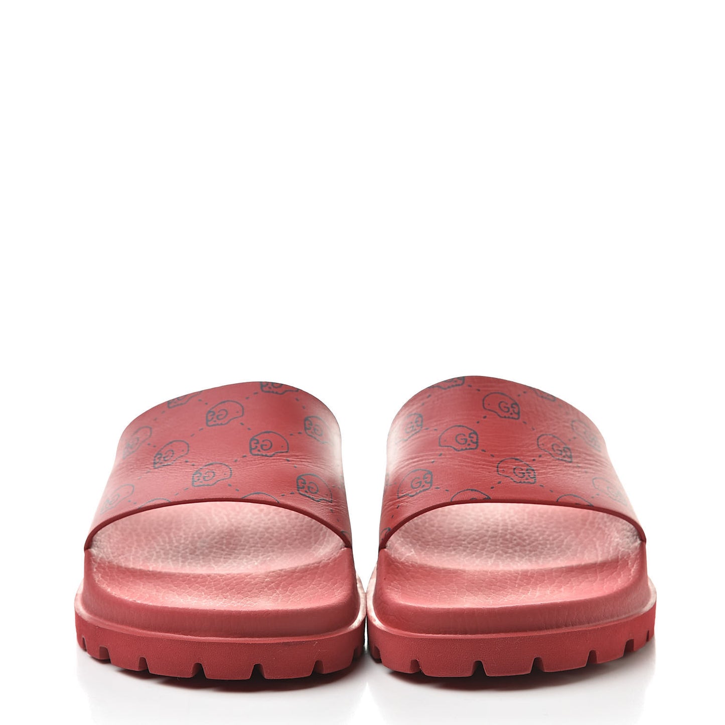 Calfskin Rubber GucciGhost Hamlet Skull Mens Lug Sole Slide Sandals 7 Hibiscus Red Blue Agata