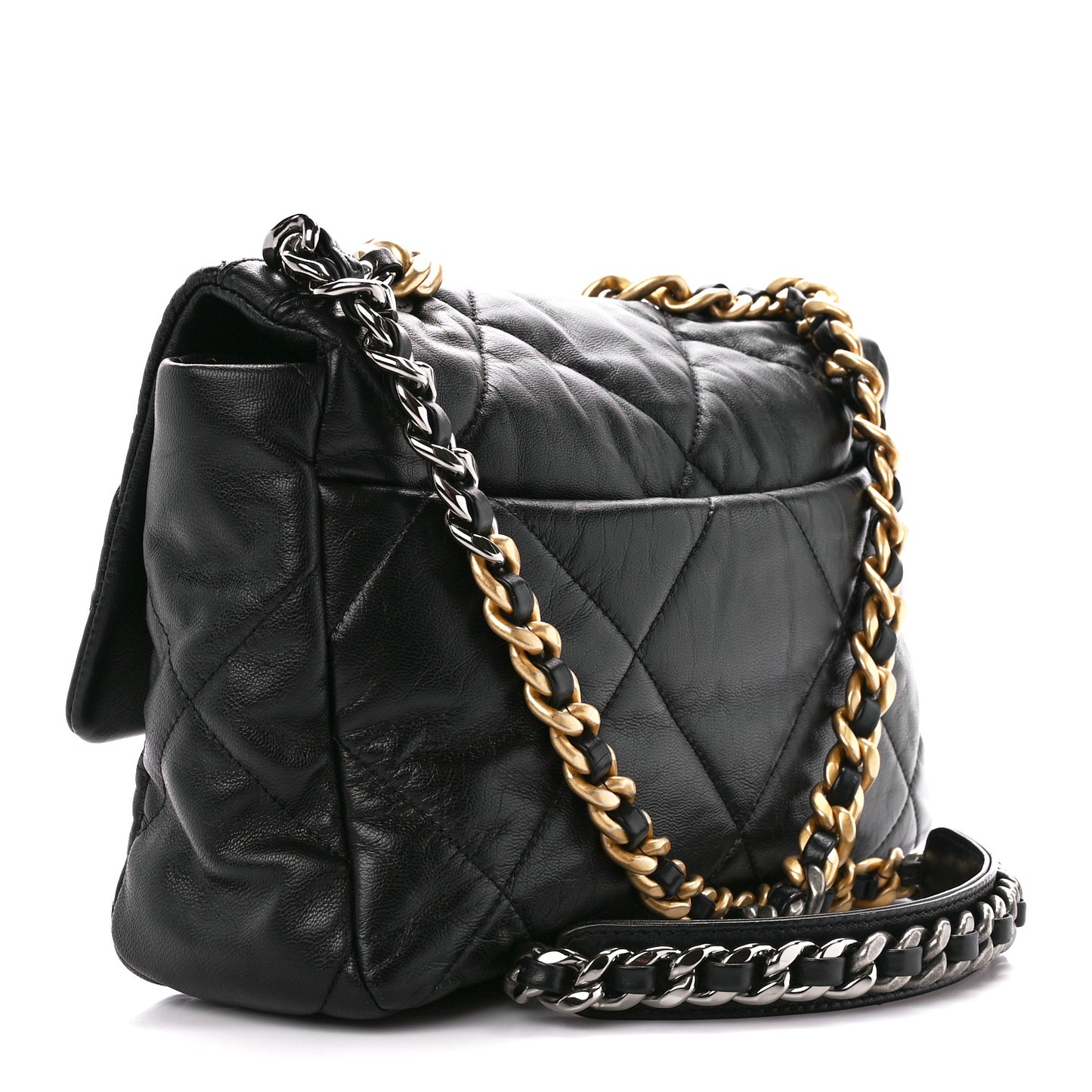 Goatskin Quilted Large Chanel 19 Flap Black