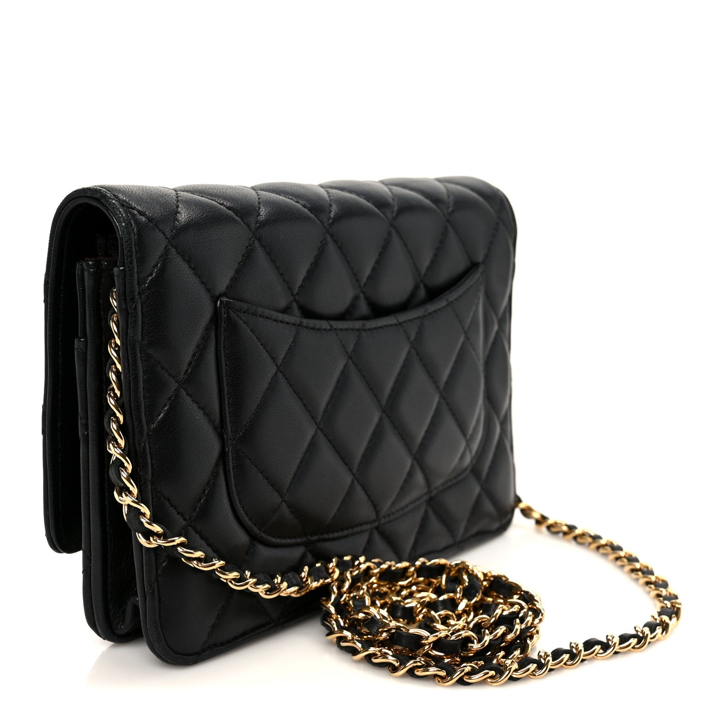 Lambskin Quilted Wallet On Chain WOC Black