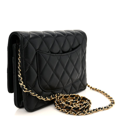 Chanel Lambskin Quilted Wallet On Chain WOC Black 3 of 12