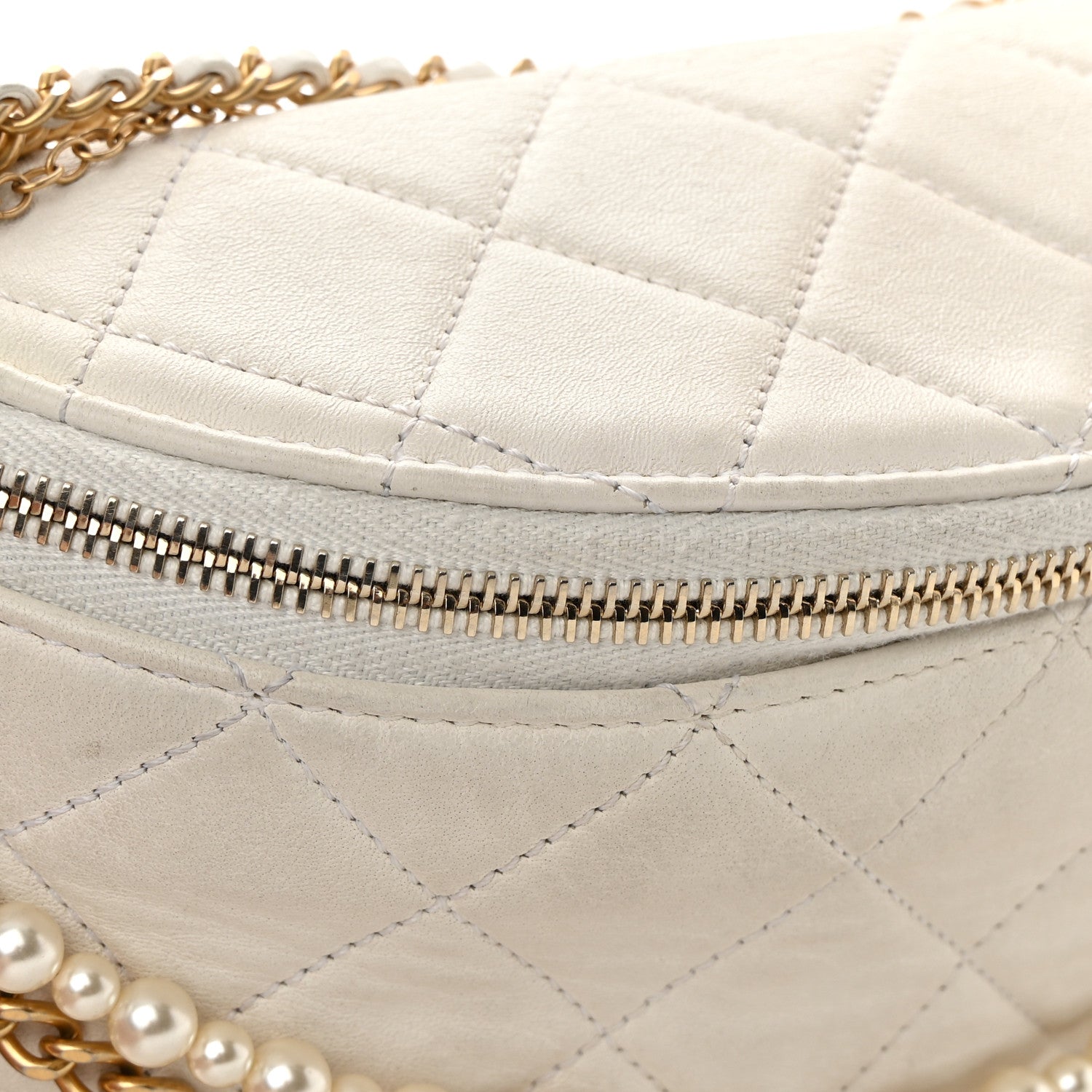 Chanel Lambskin Quilted All About Chains Waist Belt Bag White 11 of 14