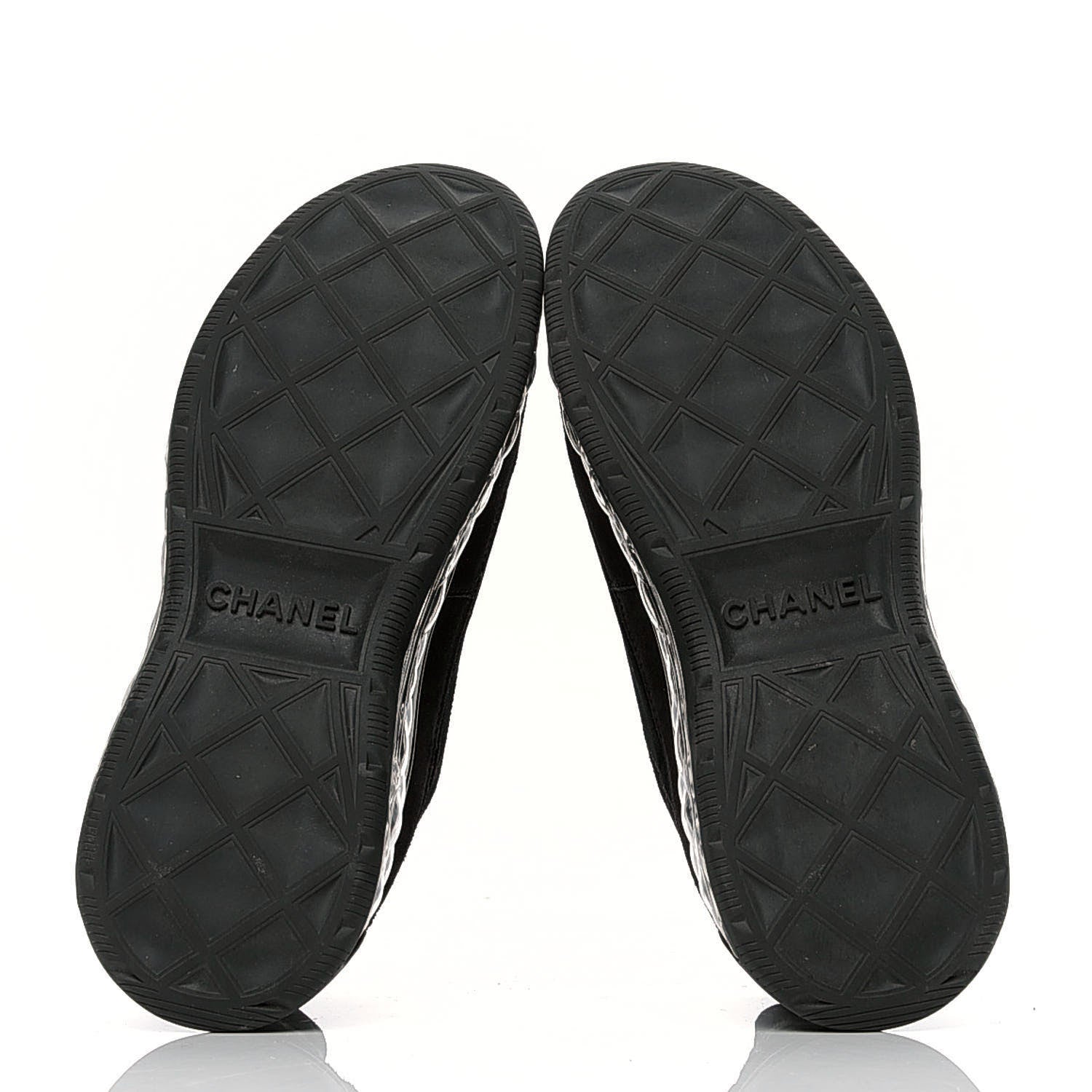 Chanel Suede Calfskin Velvet Grosgrain CC Sneakers 38 Black 4 of 4