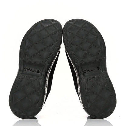 Chanel Suede Calfskin Velvet Grosgrain CC Sneakers 38 Black 4 of 4