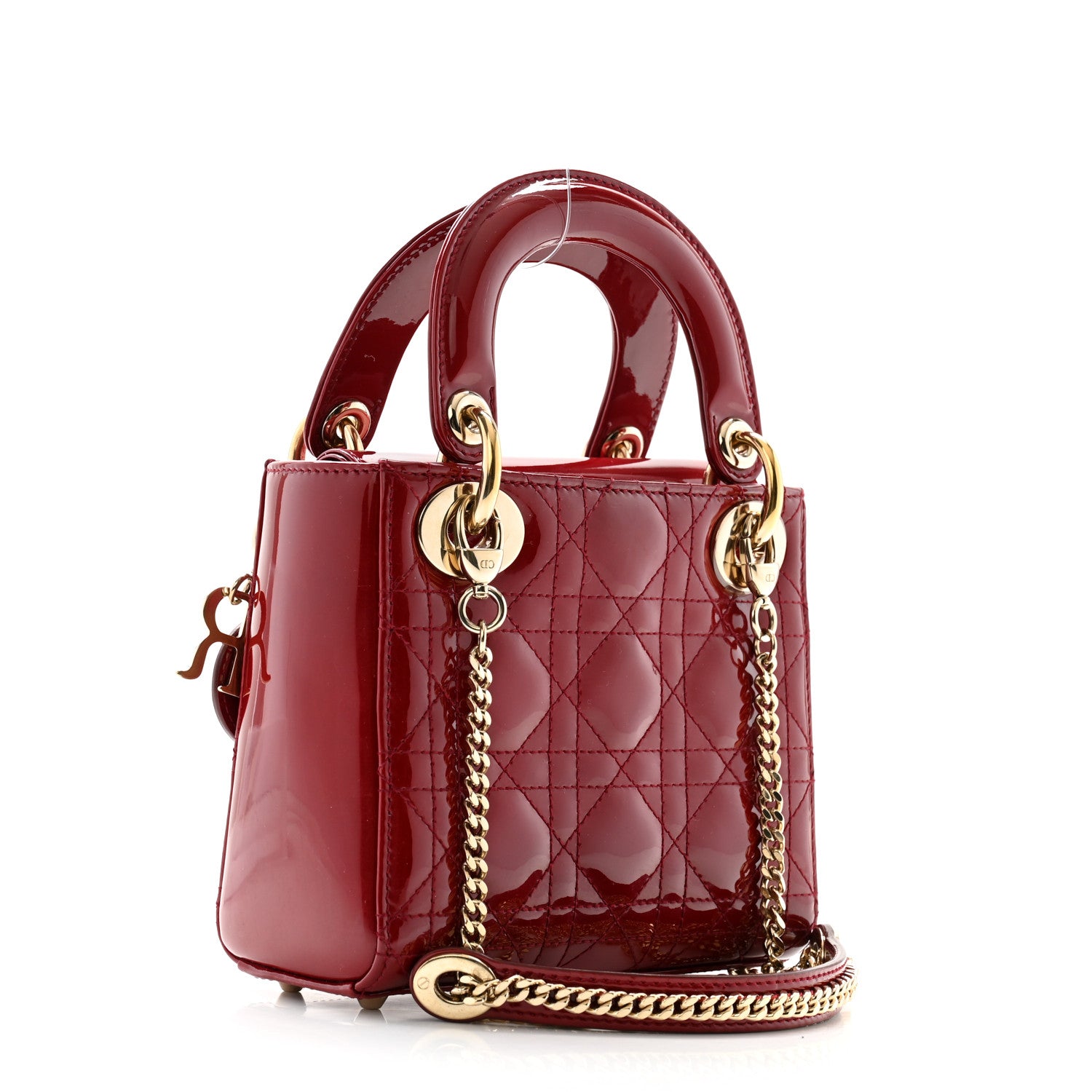 Christian Dior Patent Cannage Mini Lady Dior Red 3 of 10