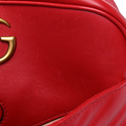 Gucci Calfskin Matelasse Medium GG Marmont Chain Shoulder Bag Hibiscus Red 16 of 17