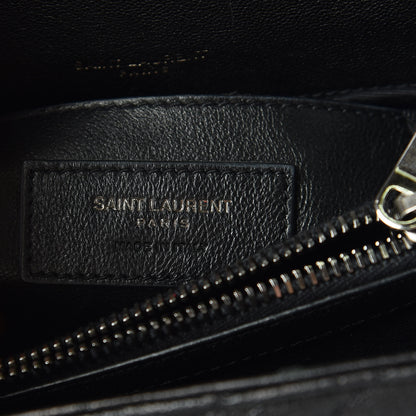 Saint Laurent Sheepskin Matelasse Chevron Monogram Medium College Bag Black 7 of 10