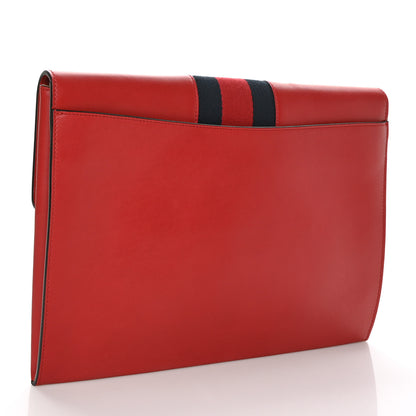 Gucci Calfskin Maxi Sylvie Clutch Red 3 of 9