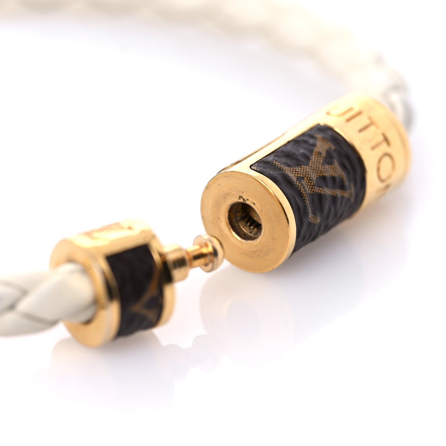 Calfskin Monogram Braided Bracelet White