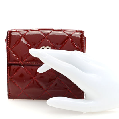 Chanel Patent Quilted Compact French Flap Wallet Red 2 of 8