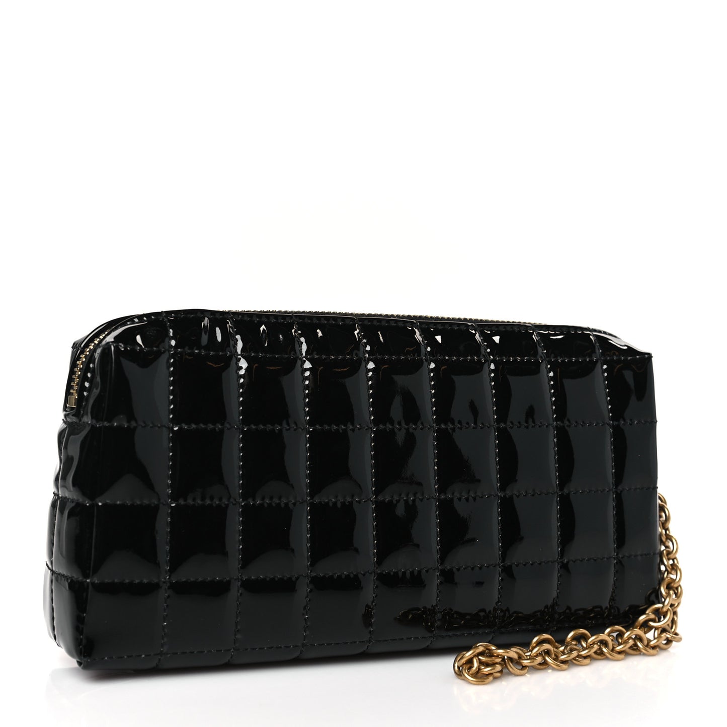 Vinyl Carre Quilted Cassandre Wristlet Pouch Black