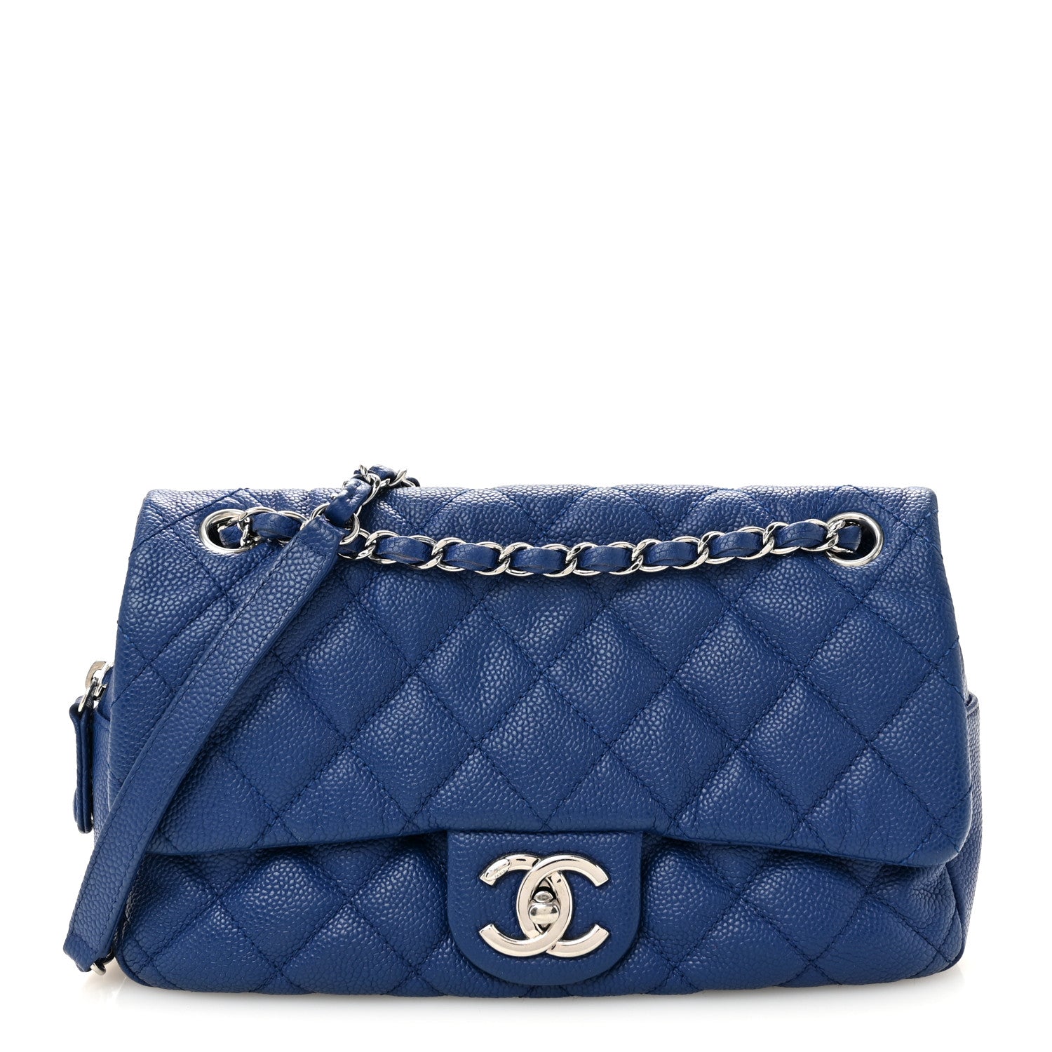 Chanel Caviar Quilted Medium Easy Flap Blue 1 of 12