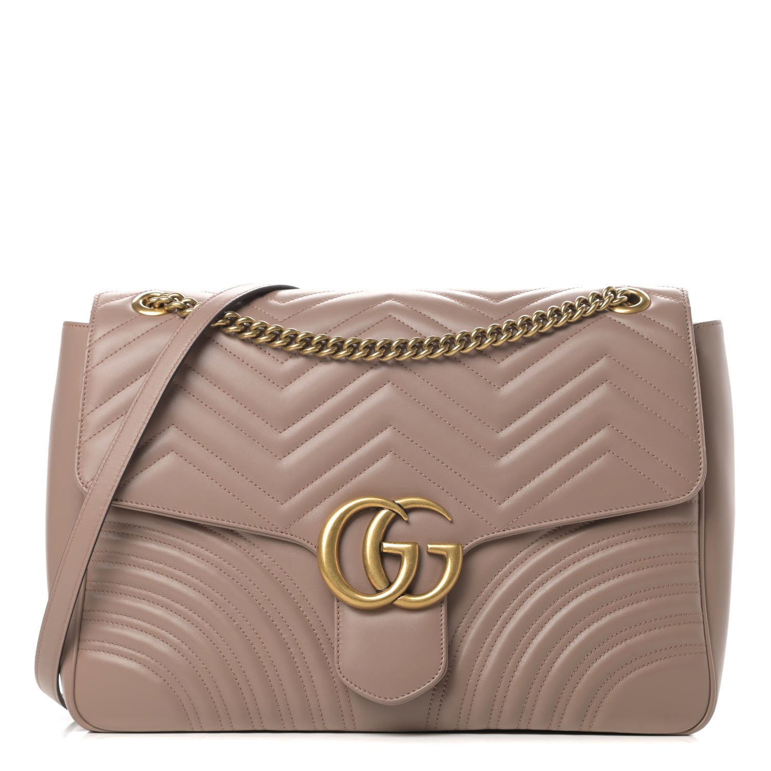 Gucci Calfskin Matelasse Large GG Marmont Shoulder Bag Porcelain Rose 1 of 14