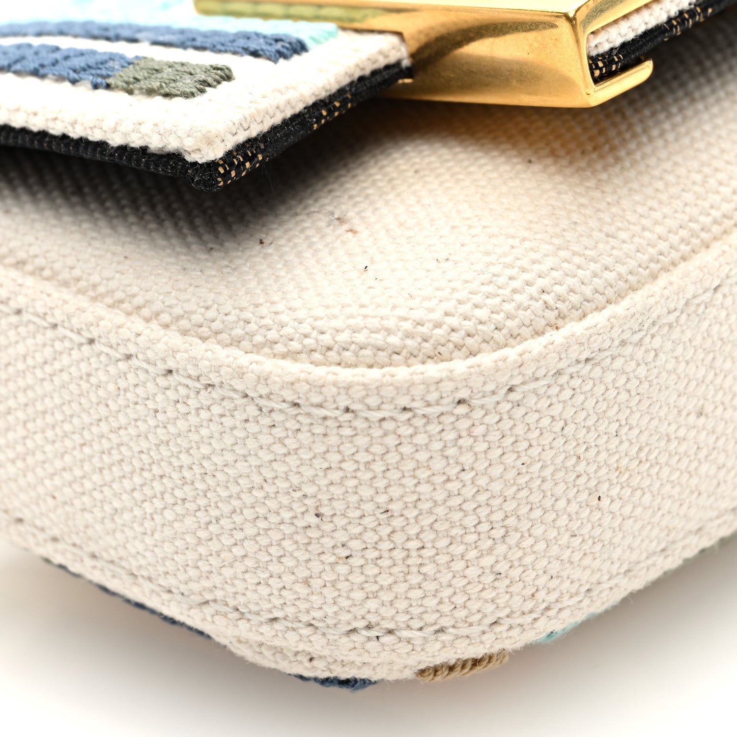 Fendi Canvas Nappa FF Multicolor Embroidered Nano Maxi Buckle Baguette Charm Grezzo Multicolor Latte 8 of 9