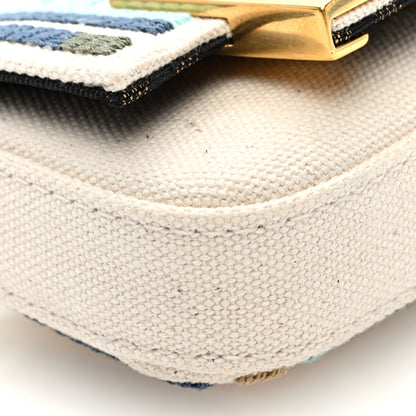 Fendi Canvas Nappa FF Multicolor Embroidered Nano Maxi Buckle Baguette Charm Grezzo Multicolor Latte 8 of 9