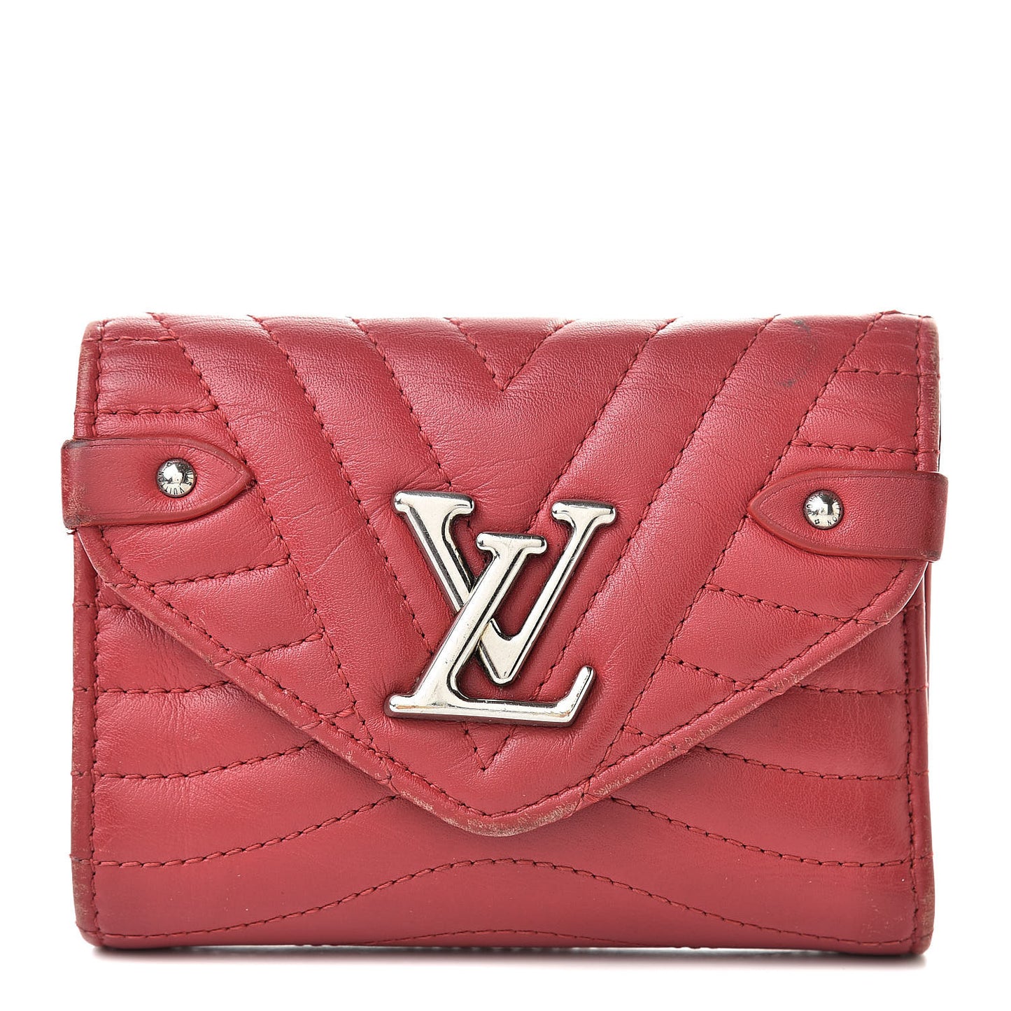 Calfskin New Wave Compact Wallet Rouge