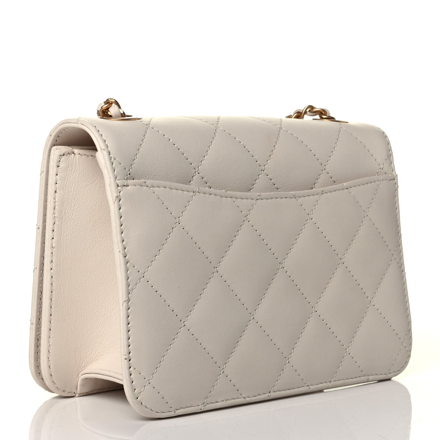 Chanel Calfskin Quilted Crystal Pearl Small Flap Bag White 2 of 6