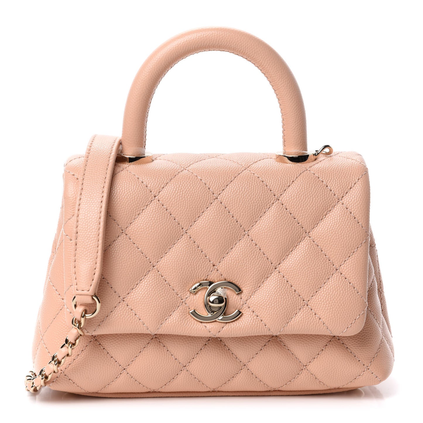 Caviar Quilted Extra Mini Coco Handle Flap Light Pink