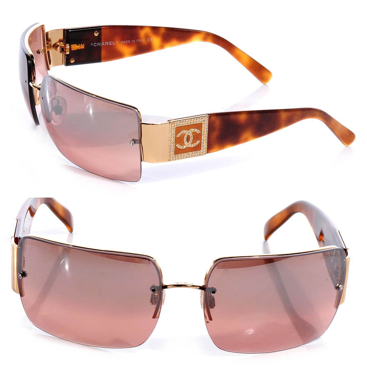 Tortoise Crystal CC Logo Sunglasses 4095-B