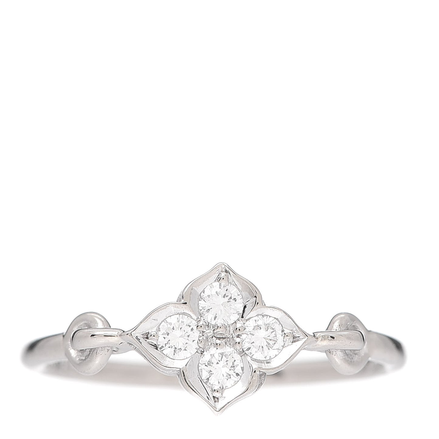 18K White Gold Diamond Hindu Floral Ring 48 4.5