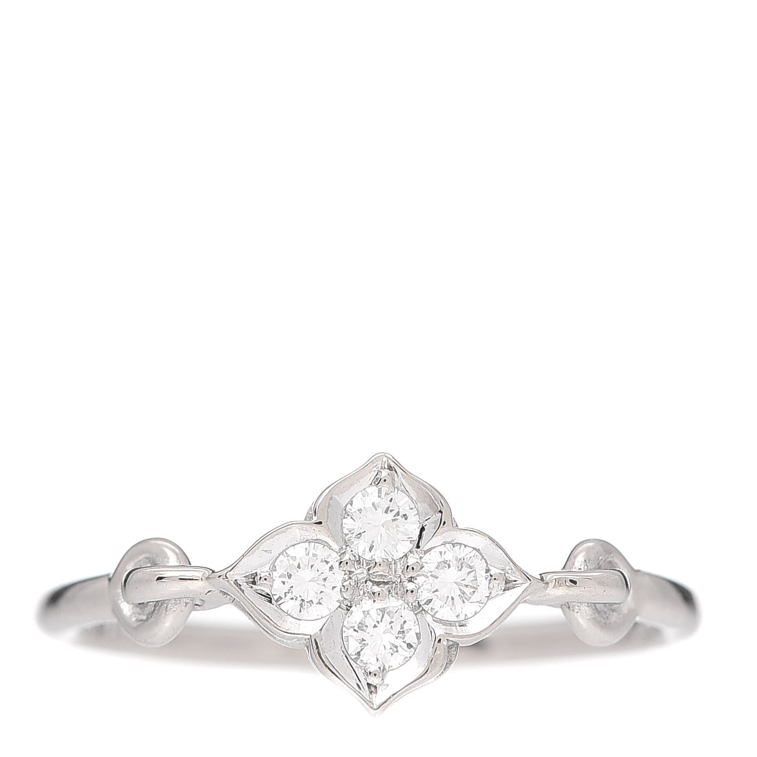 Cartier 18K White Gold Diamond Hindu Floral Ring 48 4.5 1 of 5