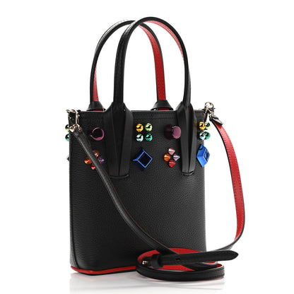 Christian Louboutin Calfskin Empire Spike Studded Mini North South Cabata Tote Black Multicolor 3 of 9