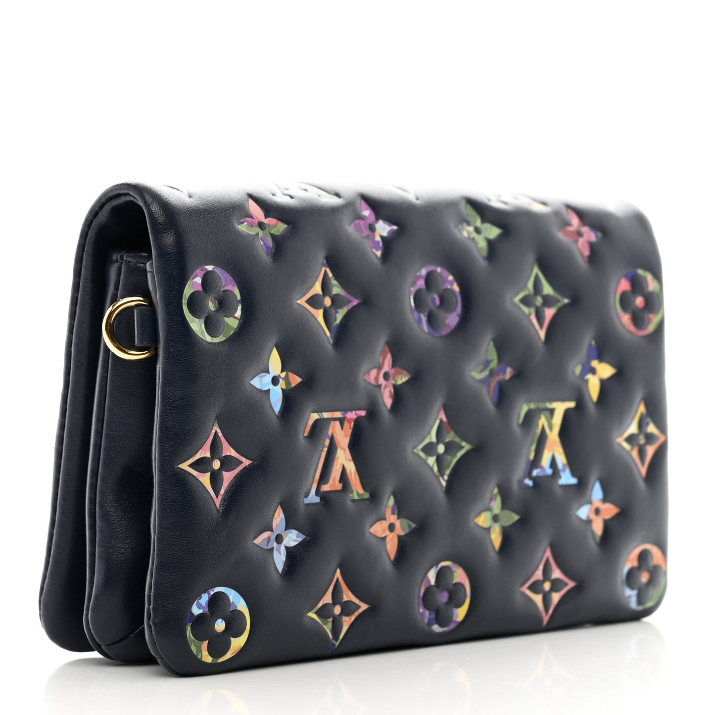 Lambskin Embossed Monogram LV Garden Pochette Coussin Navy