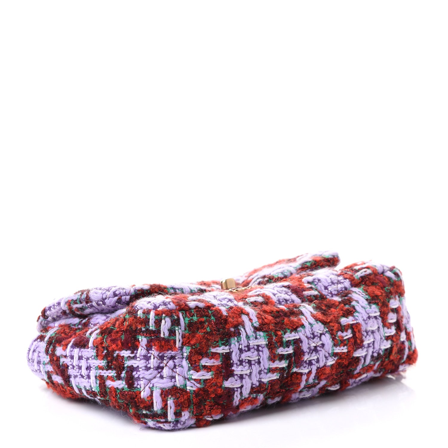 Chanel Tweed Quilted Medium Chanel 19 Flap Red Purple Green 3 of 4