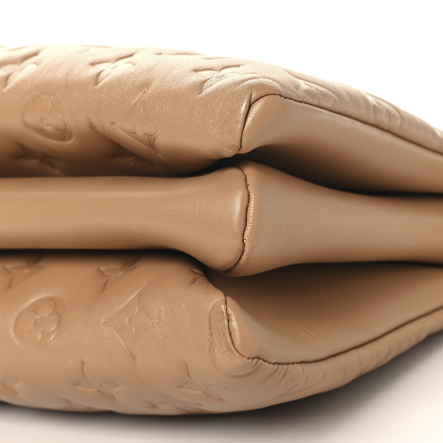 Lambskin Embossed Monogram Coussin PM Camel