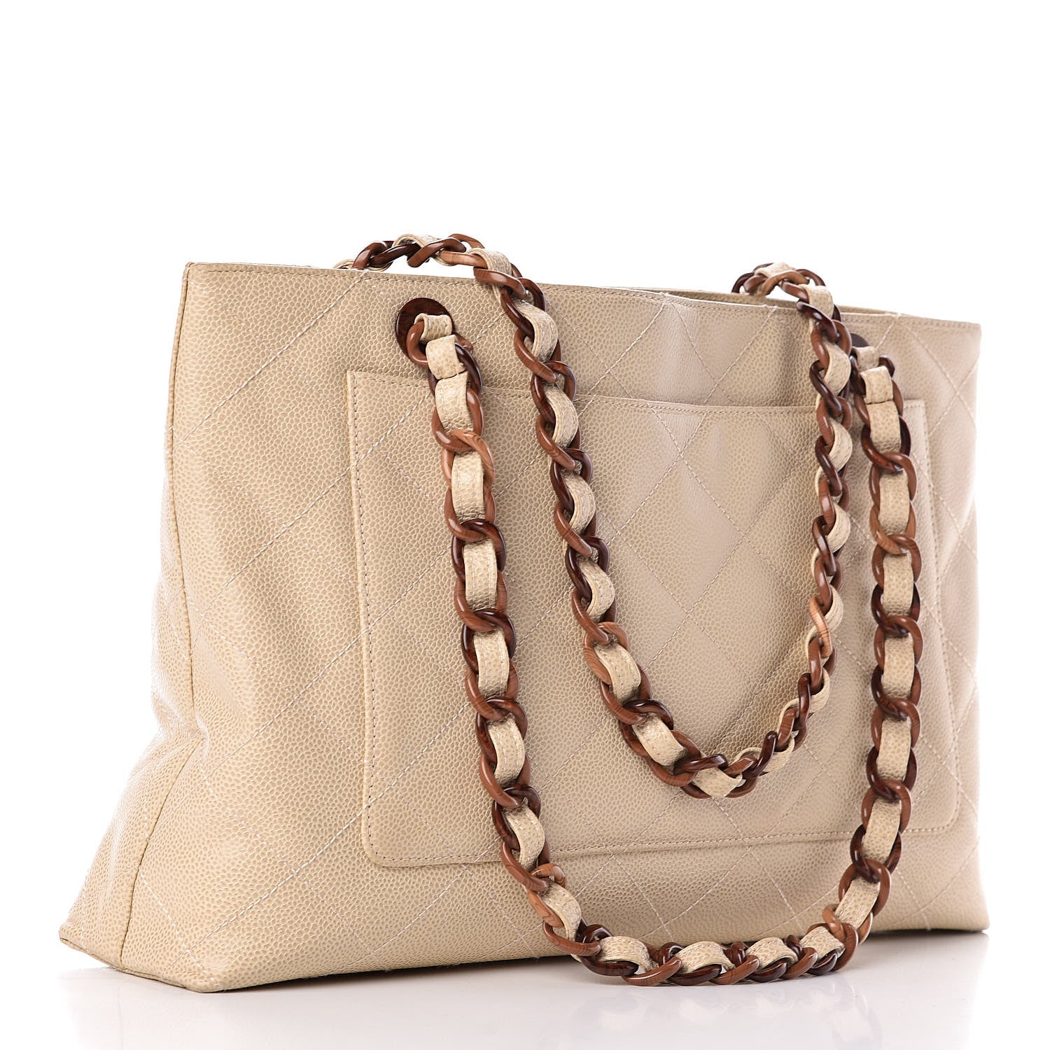 Chanel Caviar Quilted Bekko Shopper Tote Beige 3 of 15