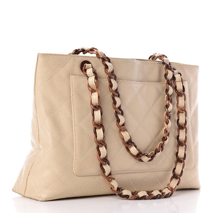 Chanel Caviar Quilted Bekko Shopper Tote Beige 3 of 15